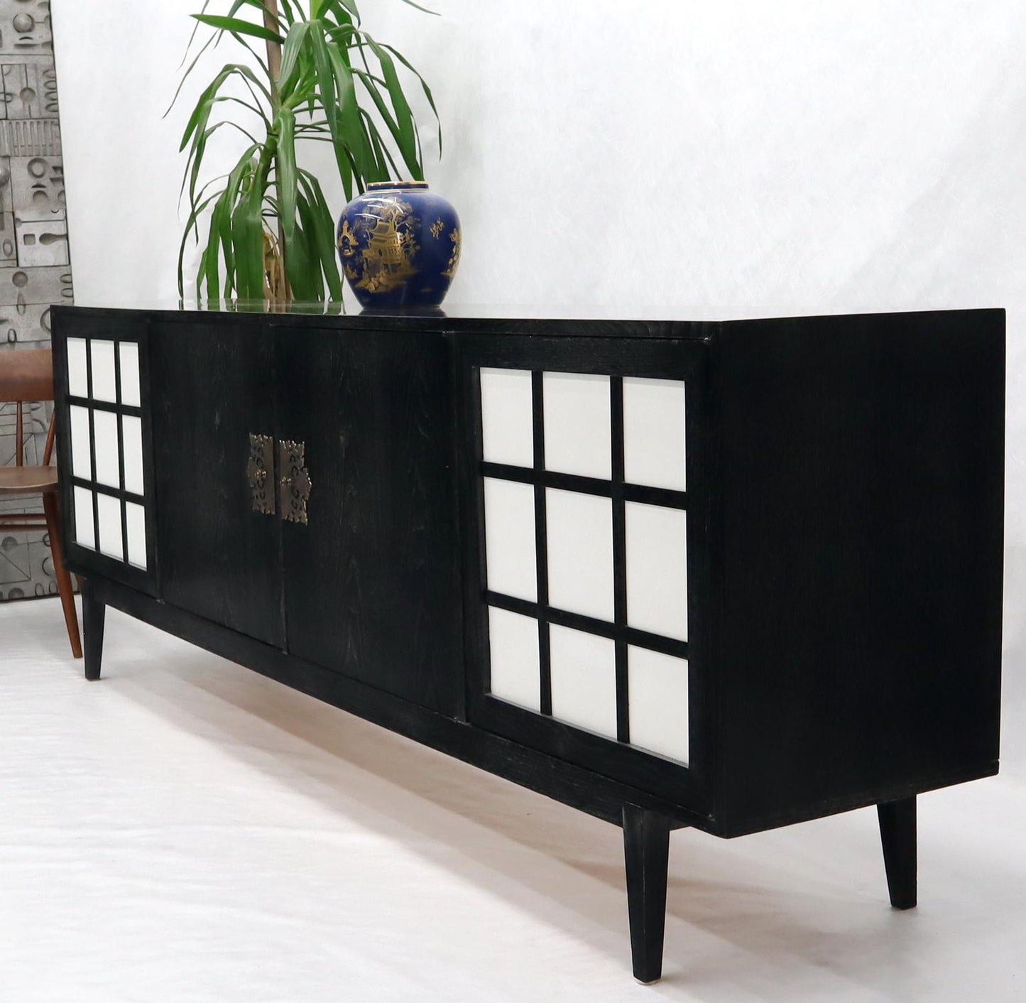 EstablishedLines Ebonized Cerused Walnut Long Credenza Dresser