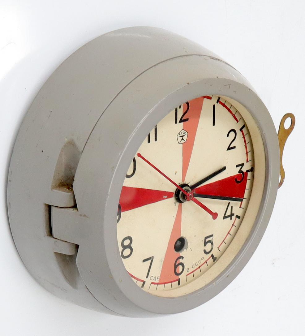 EstablishedLines Midcentury Space Ship Era Wind Up Wall Clock 1960s Made in USSR
