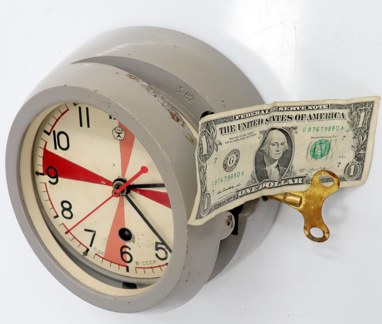 EstablishedLines Midcentury Space Ship Era Wind Up Wall Clock 1960s Made in USSR