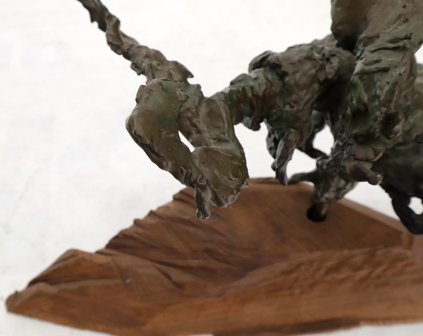 EstablishedLines Heavy Molten Bronze Chunks Abstract Mid-Century Modern Sculpture on Stand