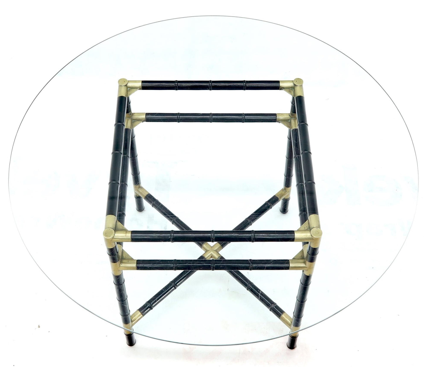 EstablishedLines Faux Bamboo Brass Glass Dining Game Table Set with 4 Chairs Billy Haines