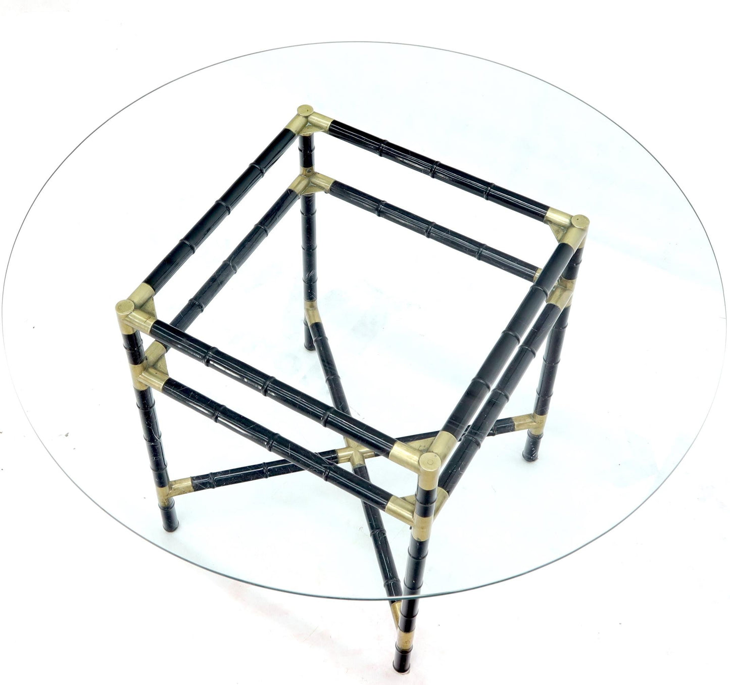 EstablishedLines Faux Bamboo Brass Glass Dining Game Table Set with 4 Chairs Billy Haines