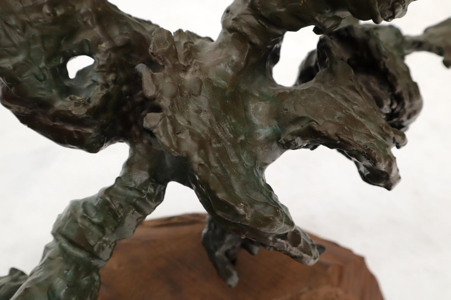 EstablishedLines Heavy Molten Bronze Chunks Abstract Mid-Century Modern Sculpture on Stand