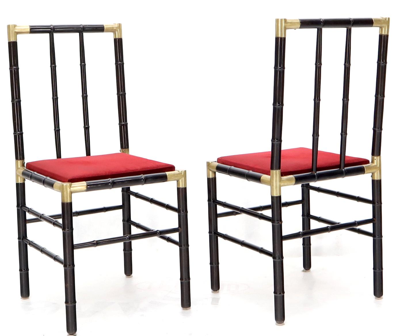 EstablishedLines Faux Bamboo Brass Glass Dining Game Table Set with 4 Chairs Billy Haines