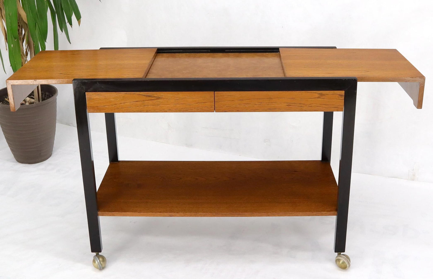 EstablishedLines Harvey Prober Expandable Rolling Serving Two Tier Cart Table Console
