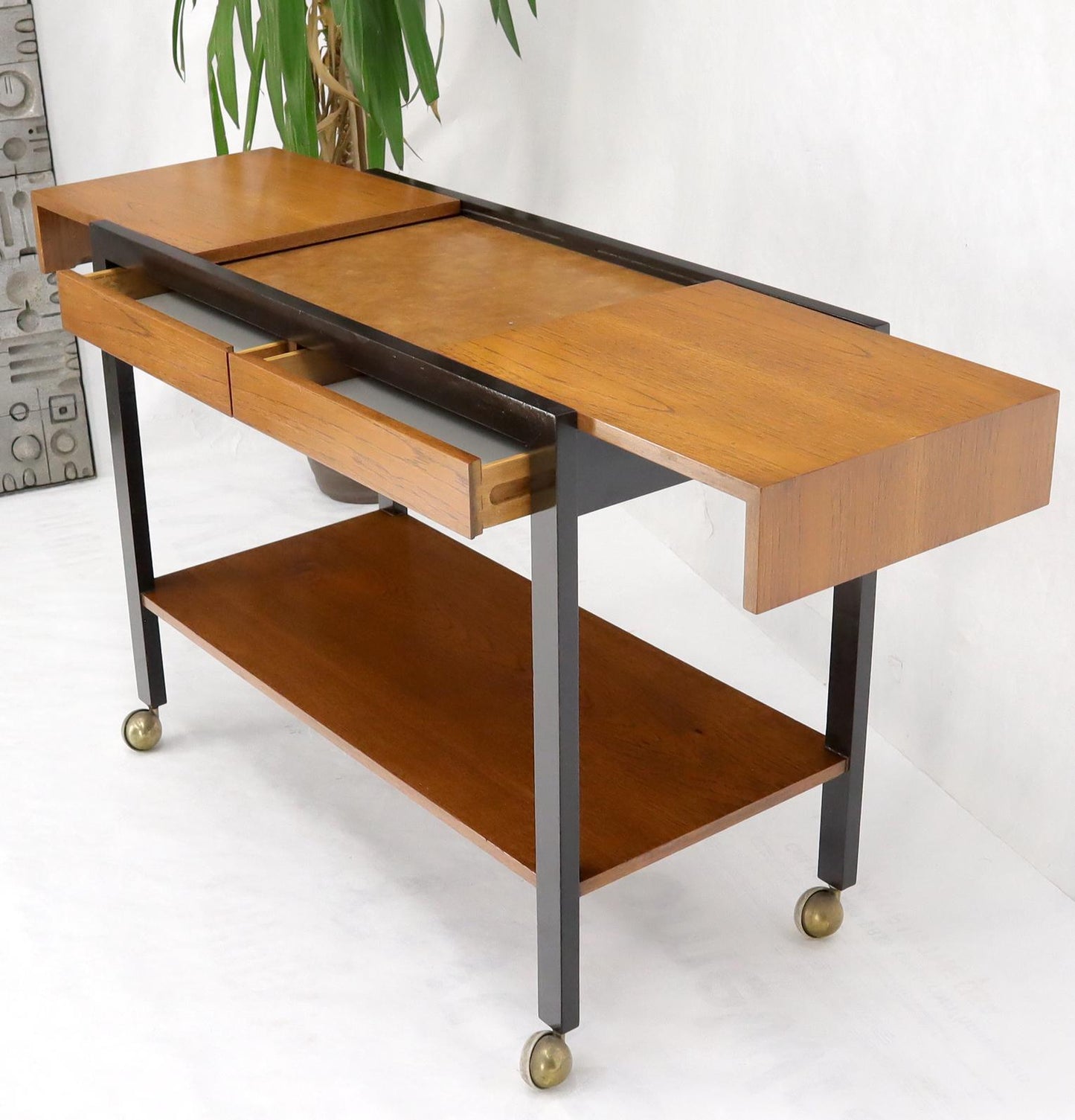 EstablishedLines Harvey Prober Expandable Rolling Serving Two Tier Cart Table Console