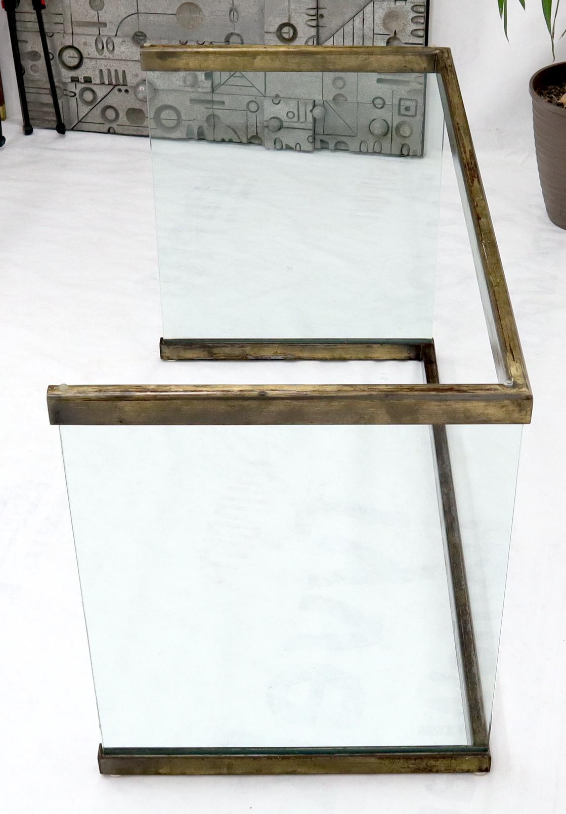 EstablishedLines Thick Glass Top Glass Base Writing Table Compact Desk