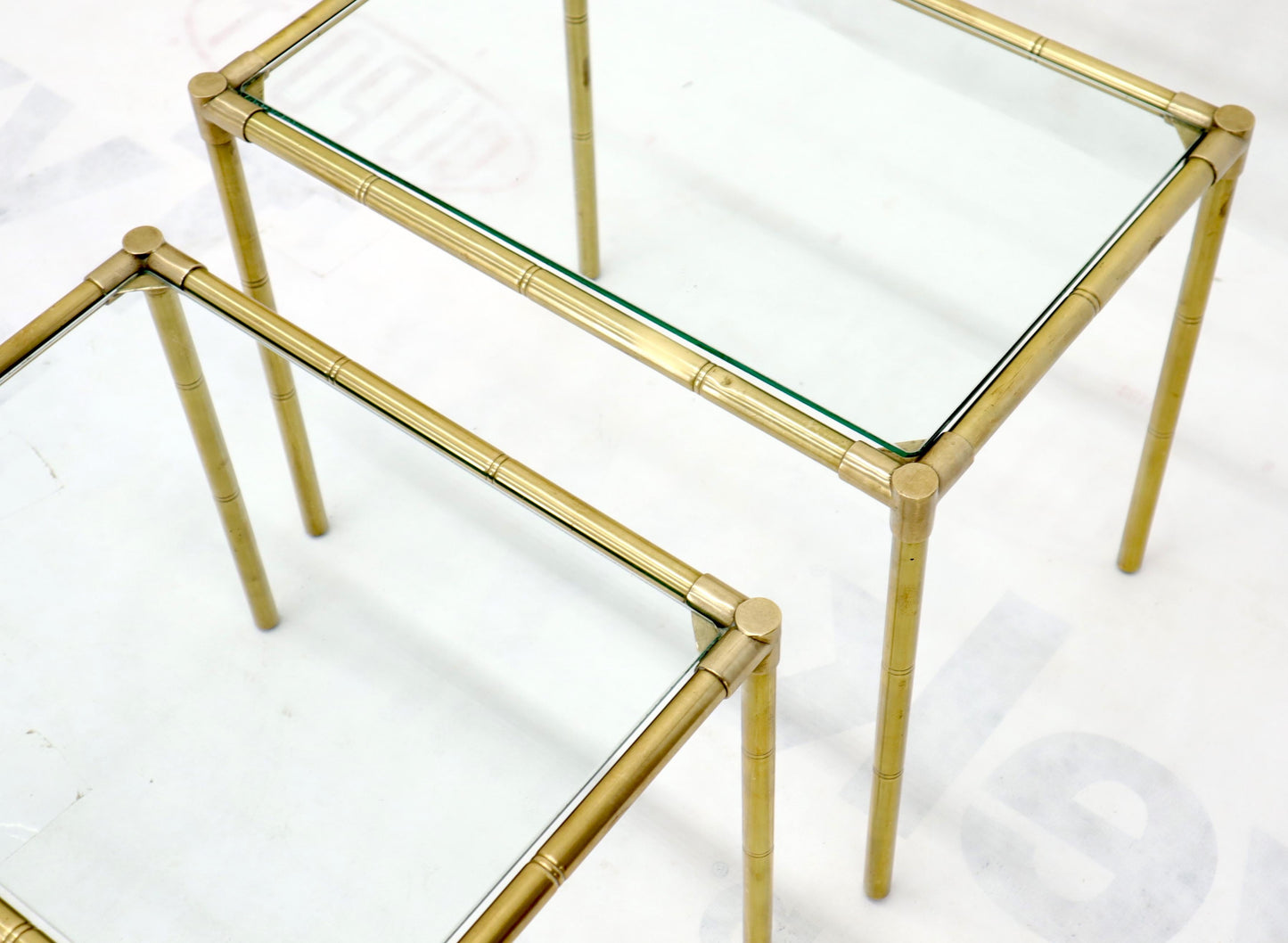 EstablishedLines Quality Solid Brass Faux Bamboo Italian Mid Modern Nesting Tables