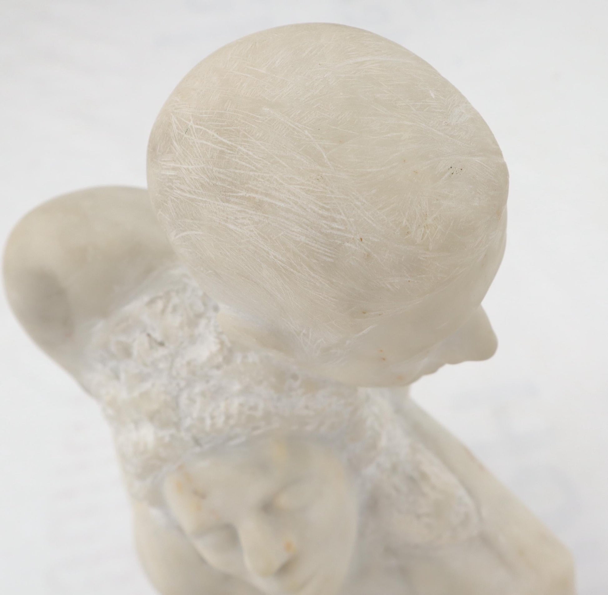 EstablishedLines Mid-Century Modern Carved Marble Sculpture on Walnut Base