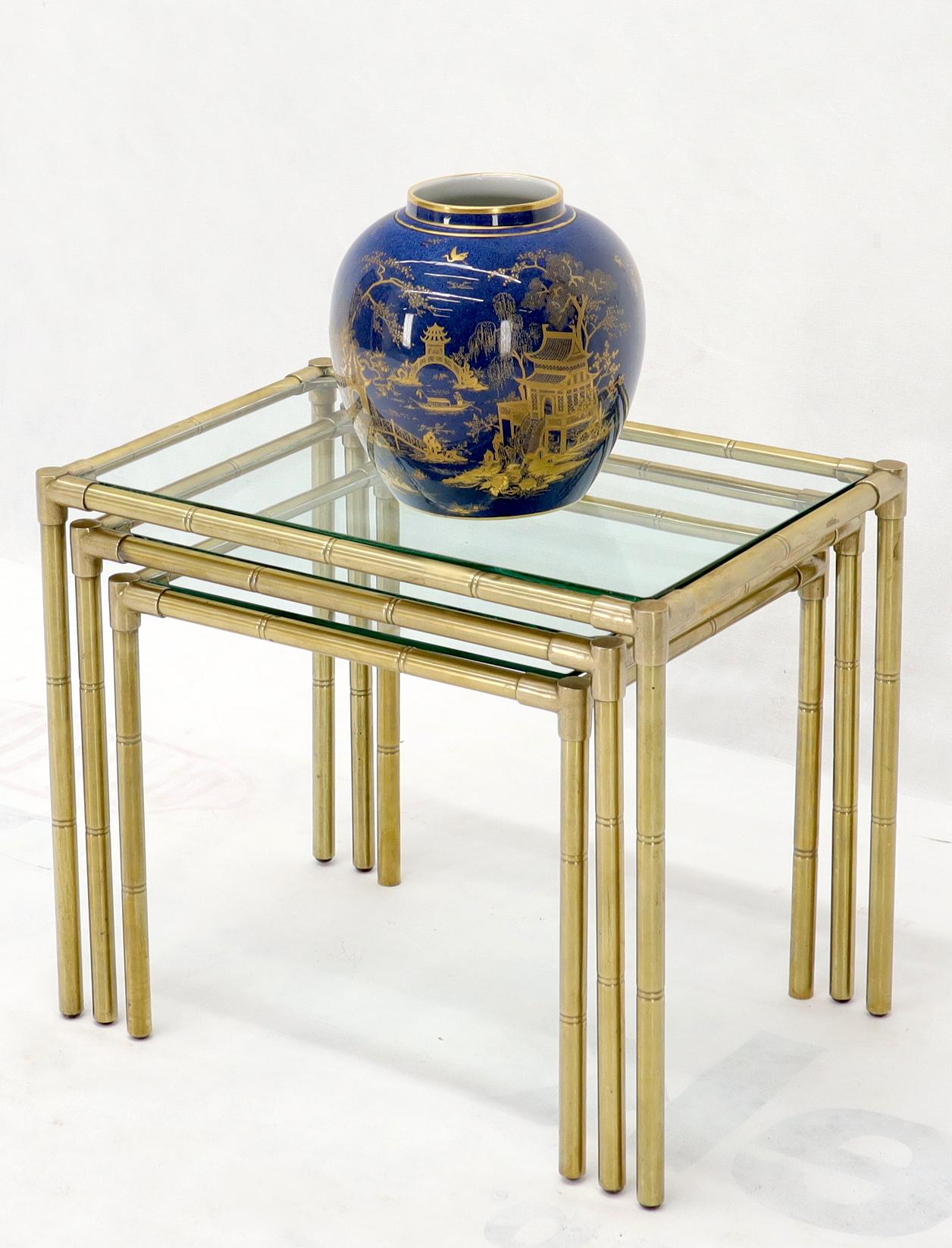 EstablishedLines Quality Solid Brass Faux Bamboo Italian Mid Modern Nesting Tables