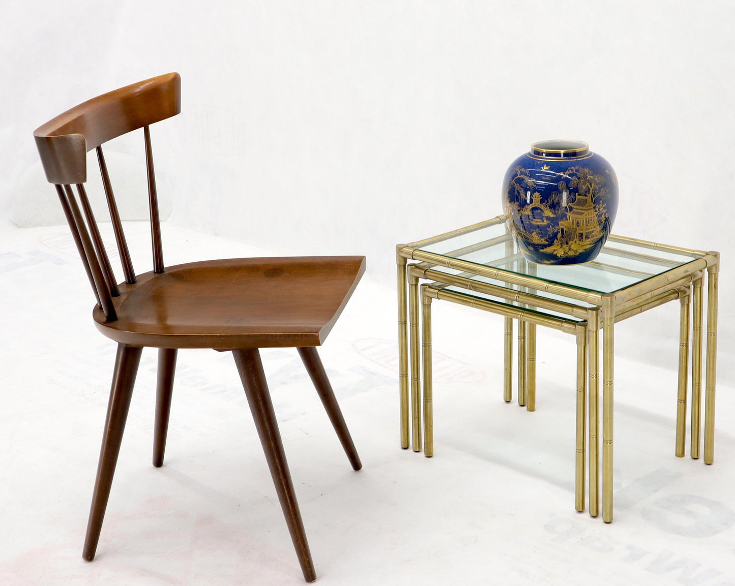EstablishedLines Quality Solid Brass Faux Bamboo Italian Mid Modern Nesting Tables
