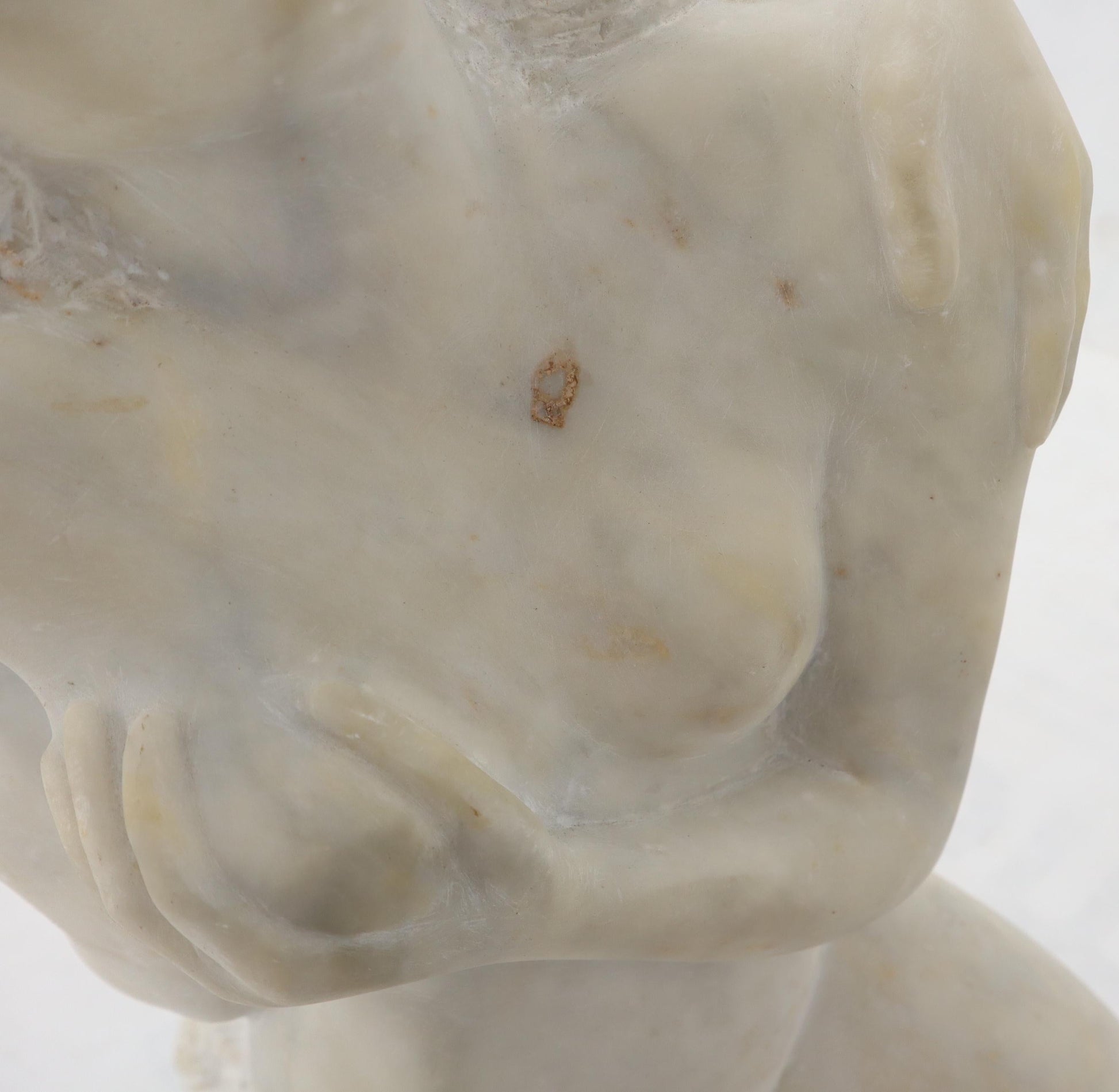 EstablishedLines Mid-Century Modern Carved Marble Sculpture on Walnut Base