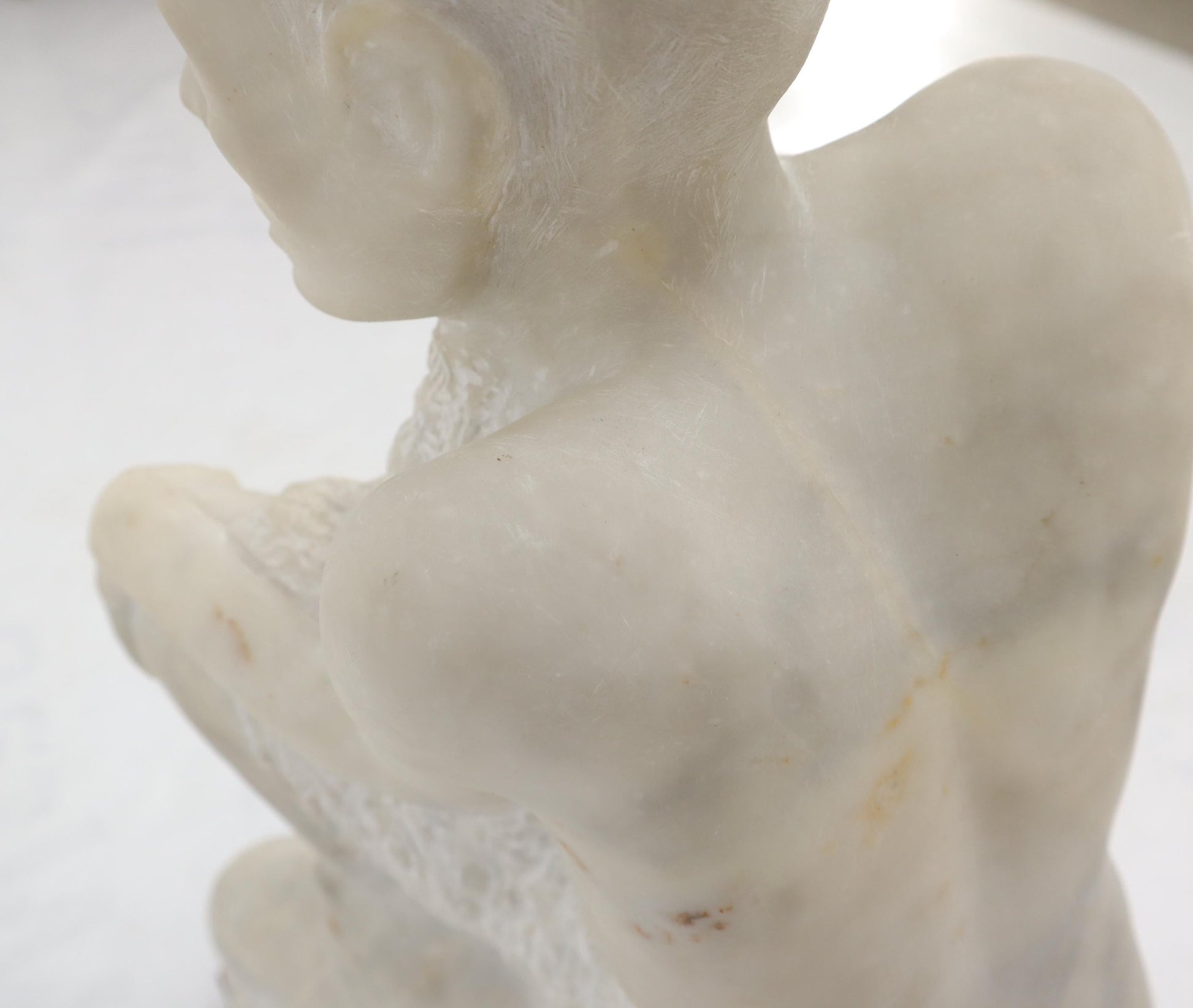 EstablishedLines Mid-Century Modern Carved Marble Sculpture on Walnut Base