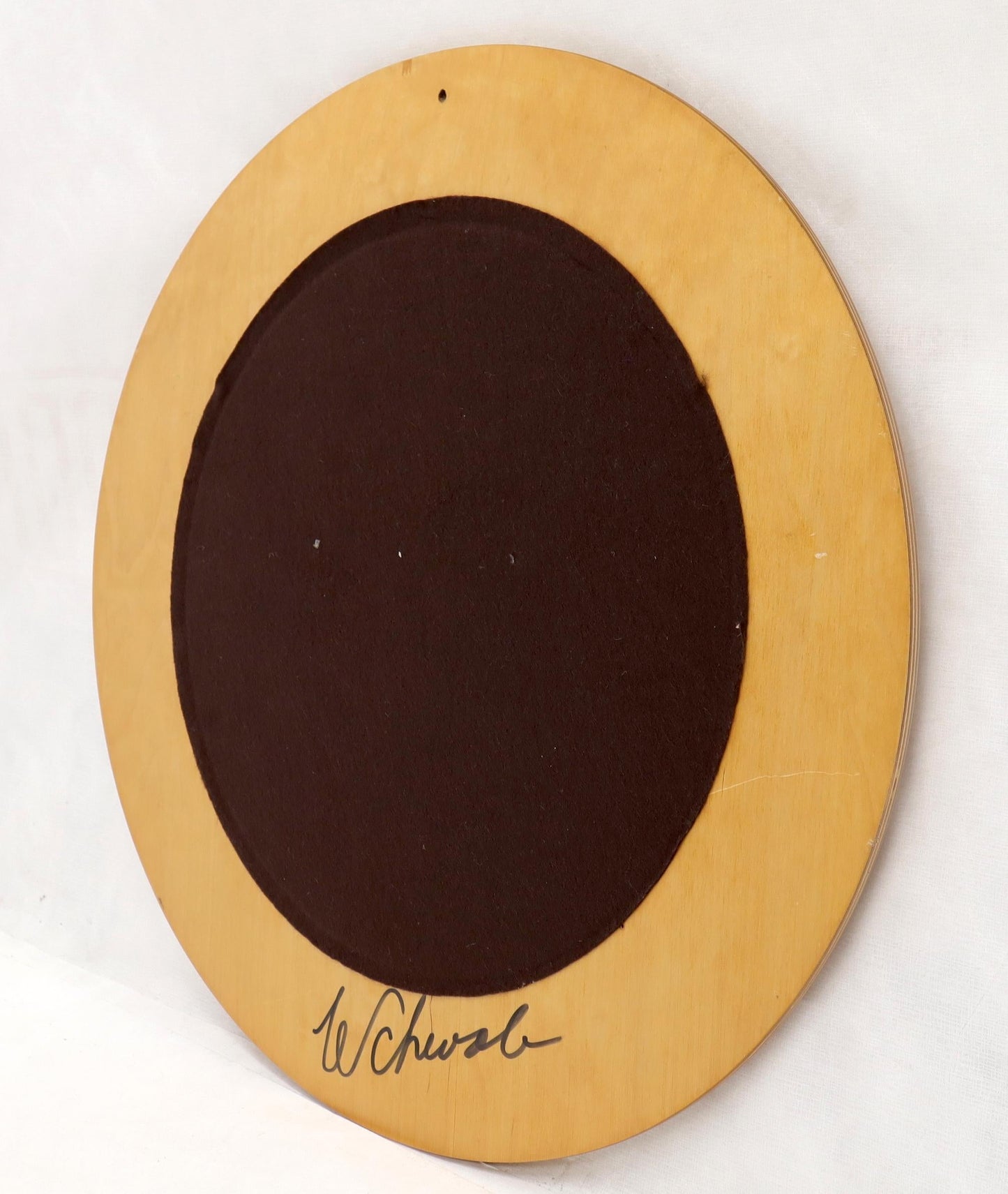 EstablishedLines Round Wooden Studio Made Artist Signed Wall Mirror