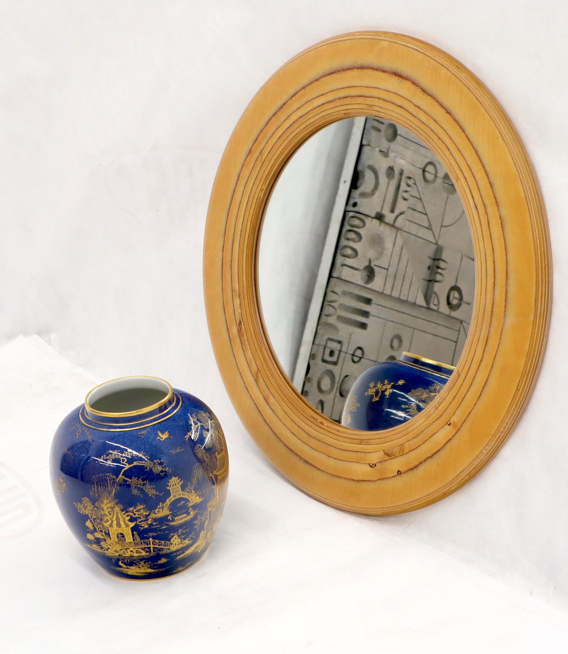 EstablishedLines Round Wooden Studio Made Artist Signed Wall Mirror