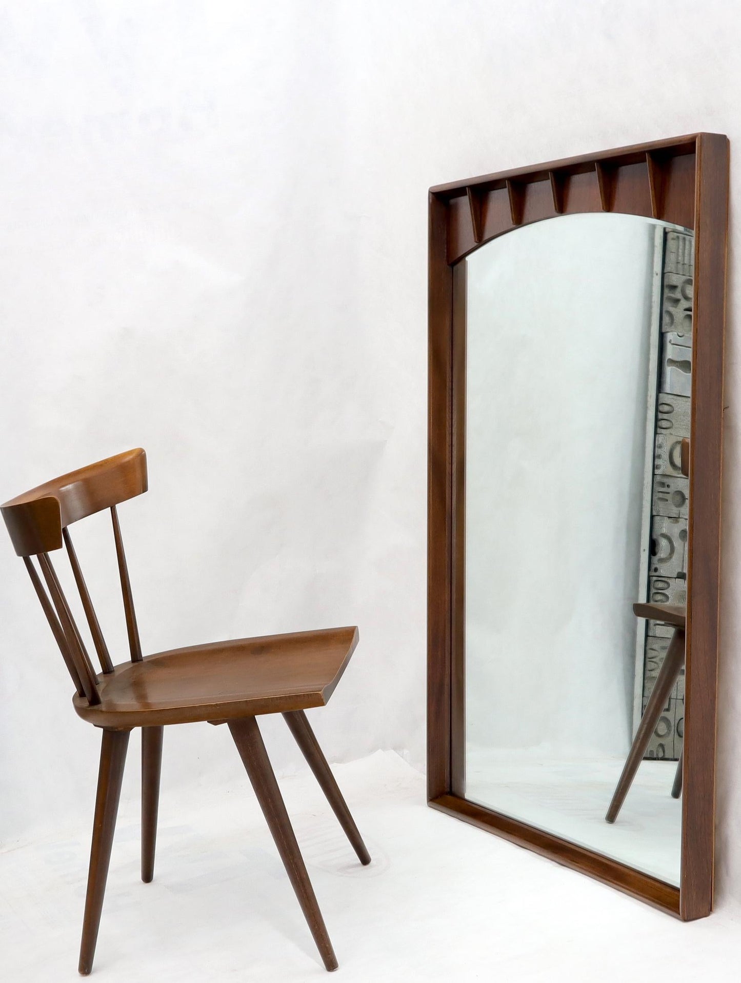 EstablishedLines Large Rectangle Mid-Century Modern Walnut Wall Mirror