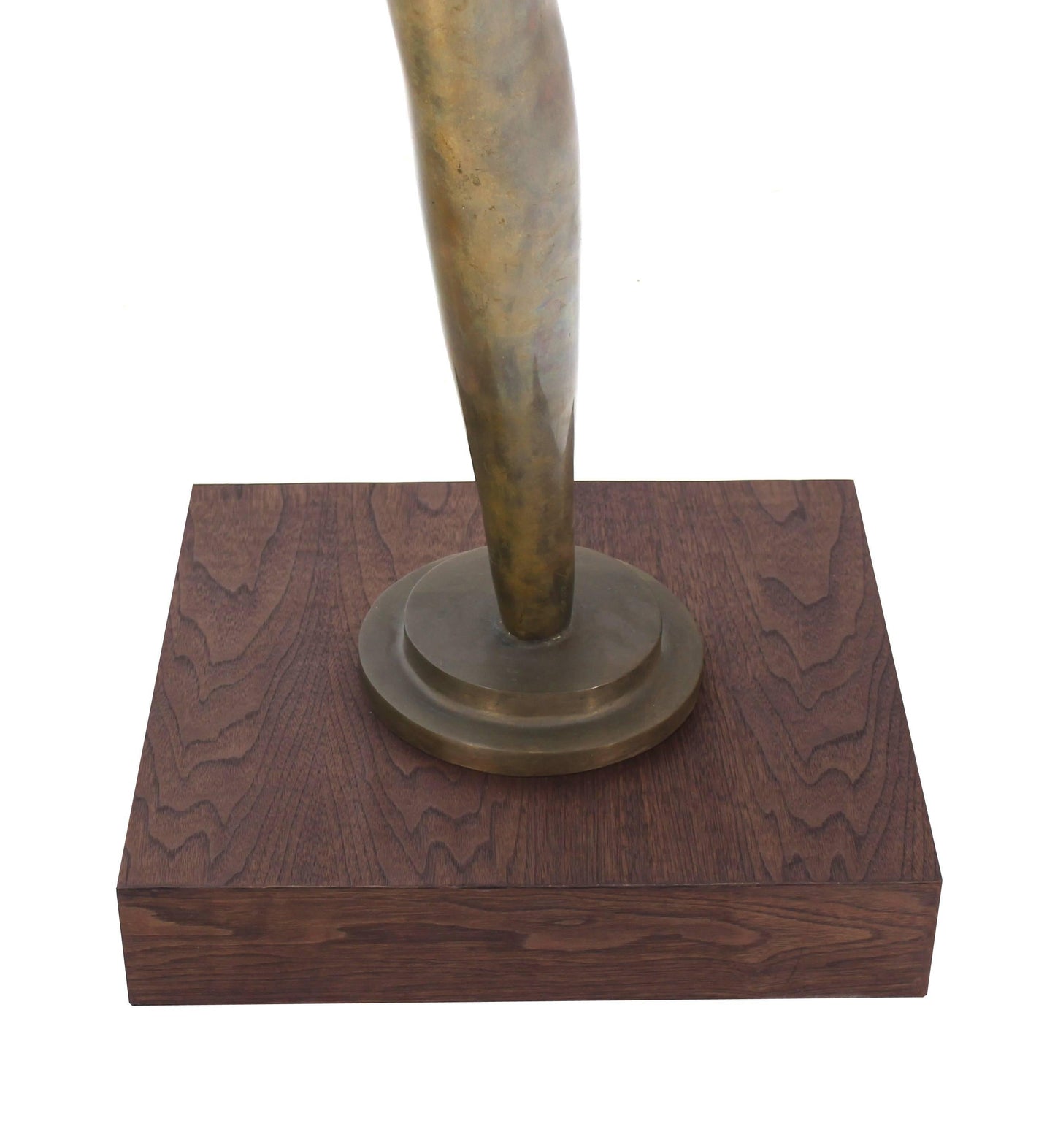 43"H Large Mid Century Modern Nude Bronze Abstract Dancer Sculpture Walnut Base