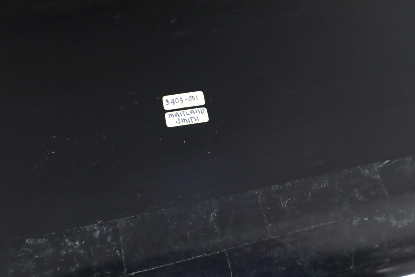 EstablishedLines Tessellated Stone Veneer Tile Console Sofa Table on Tusk Shape Legs