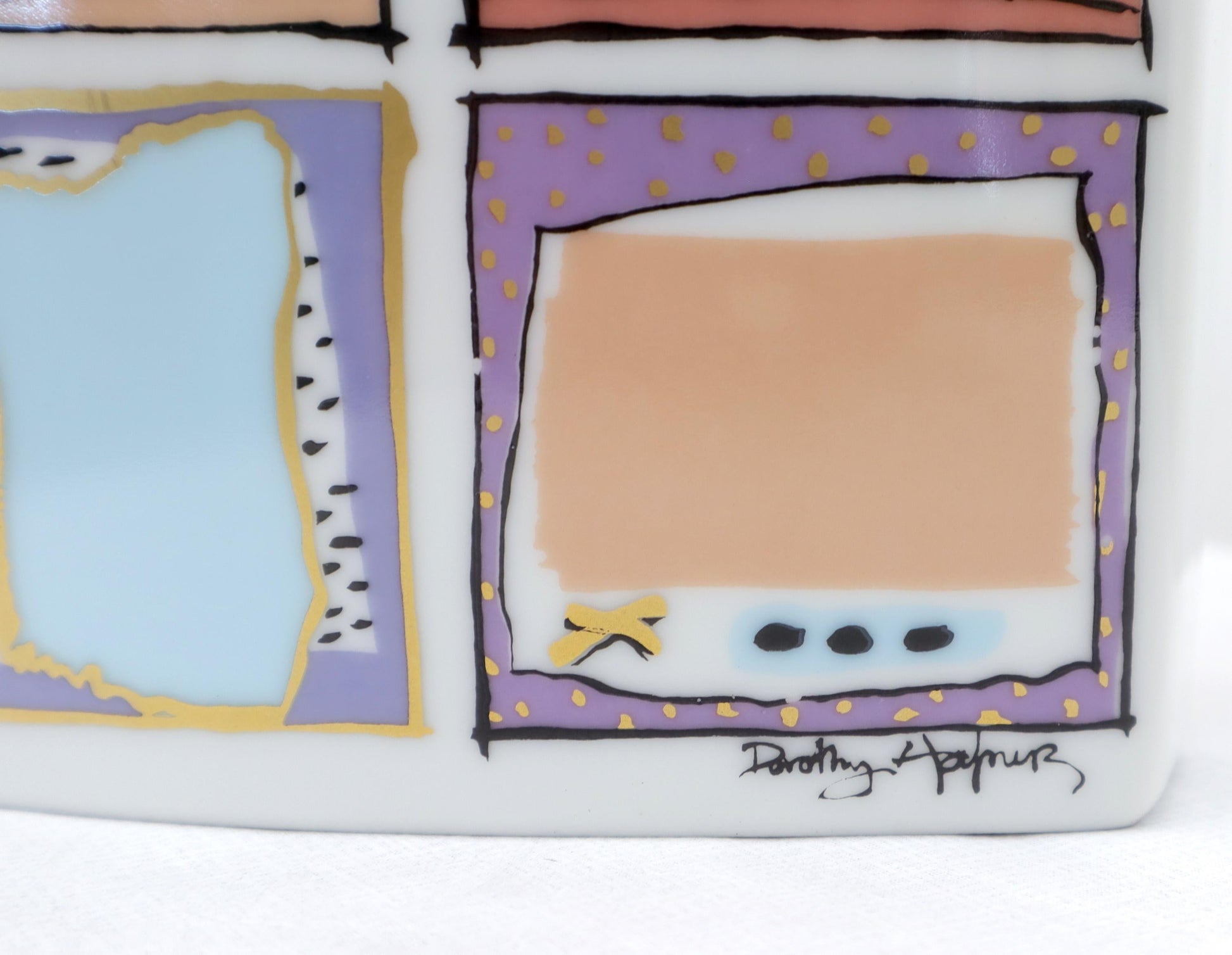 EstablishedLines 20th Century German White Porcelain Square Vase Painted Rosenthal Studio-Linie