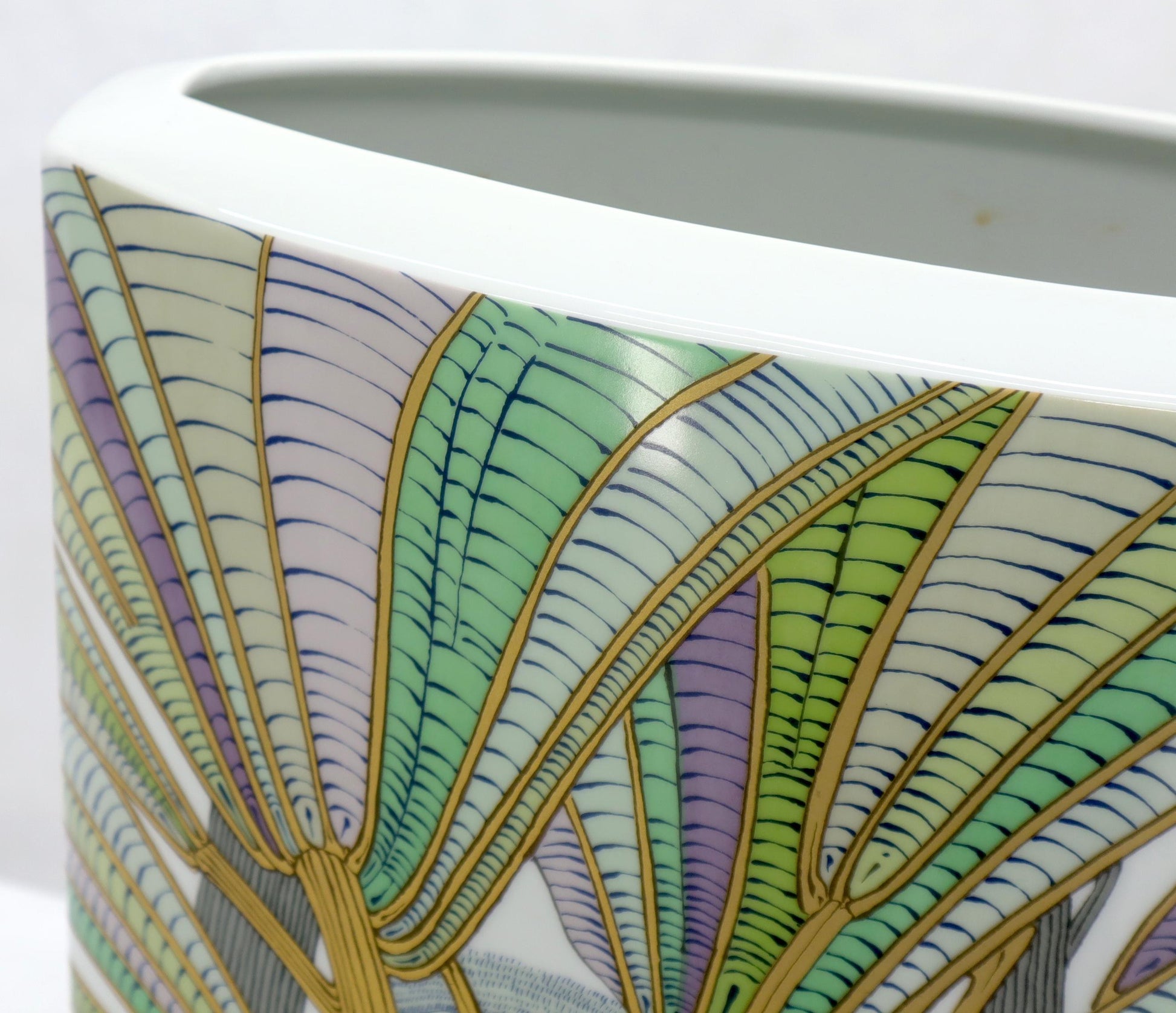 EstablishedLines Large Square Boat Shape Artist Decorated & Signed Vase by Rosenthal, Germany