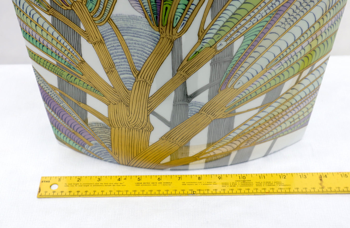 EstablishedLines Large Square Boat Shape Artist Decorated & Signed Vase by Rosenthal, Germany