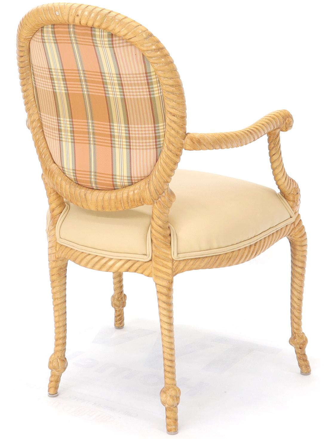 EstablishedLines Pair of Twisted Rope Carved Wood Decorative Chairs