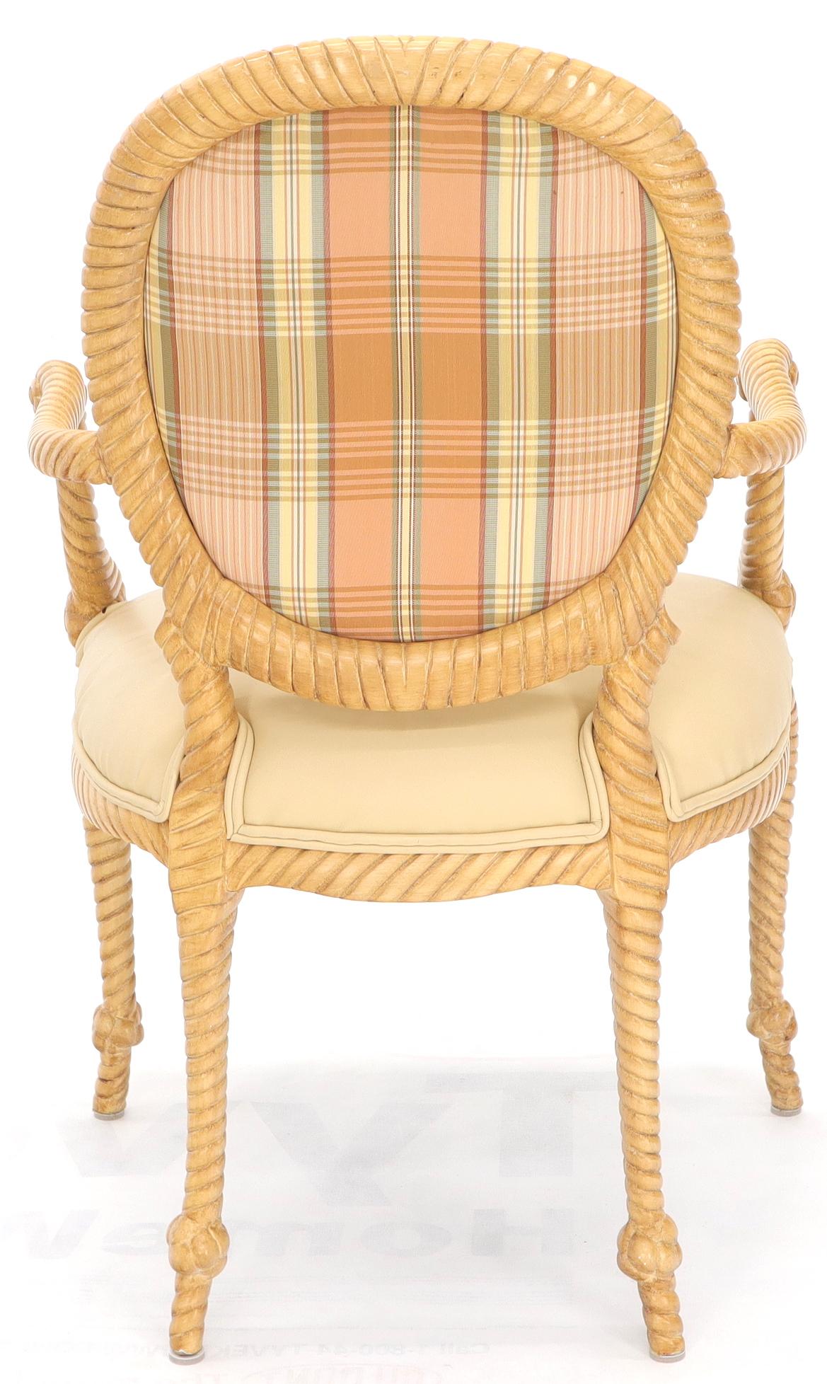 EstablishedLines Pair of Twisted Rope Carved Wood Decorative Chairs