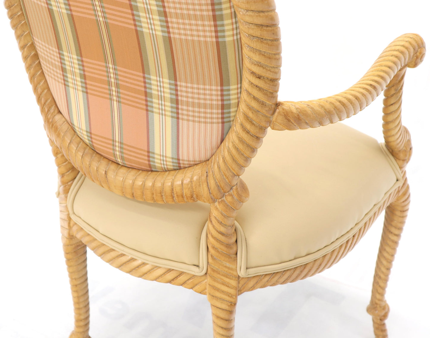 EstablishedLines Pair of Twisted Rope Carved Wood Decorative Chairs