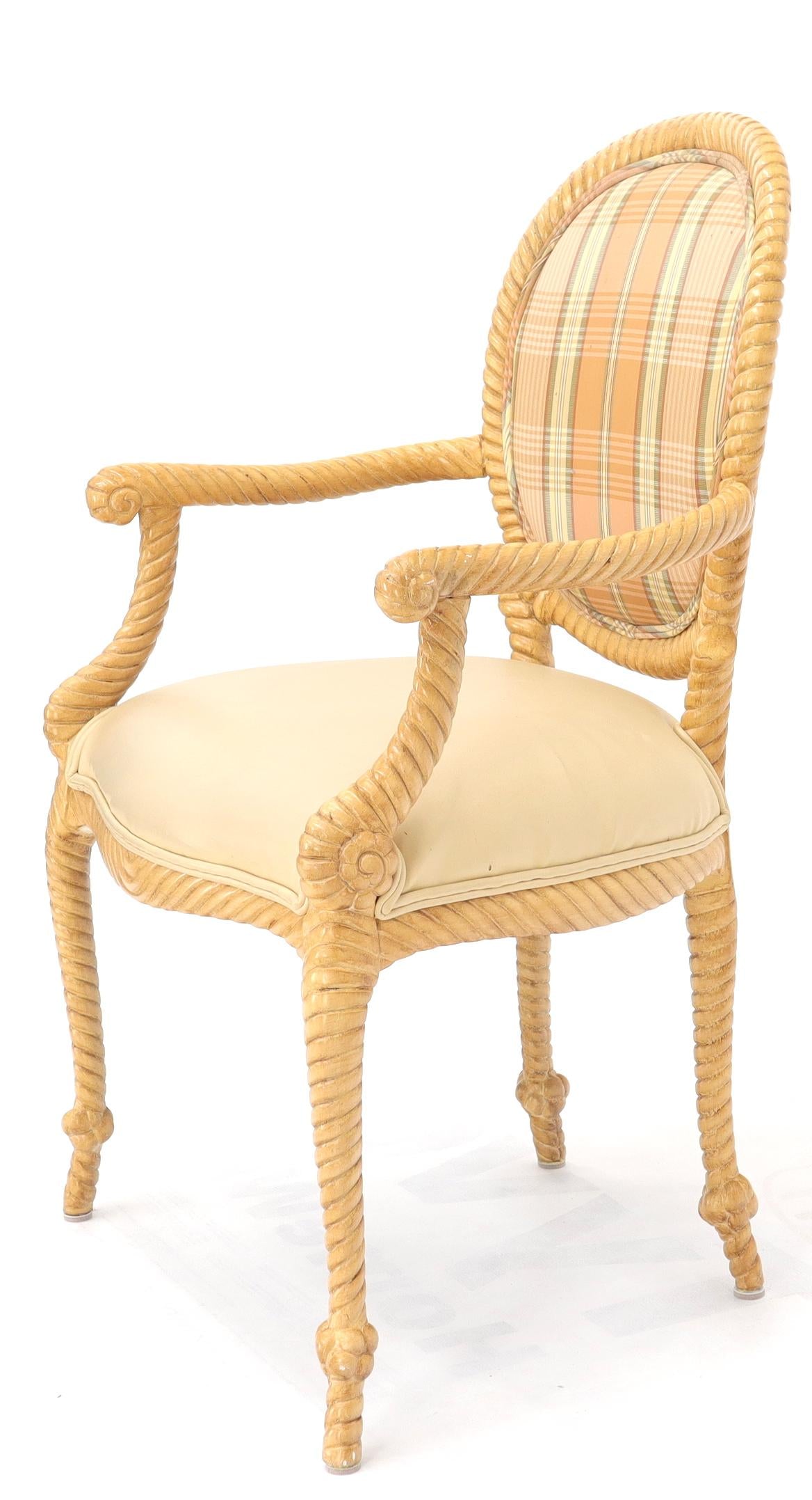 EstablishedLines Pair of Twisted Rope Carved Wood Decorative Chairs