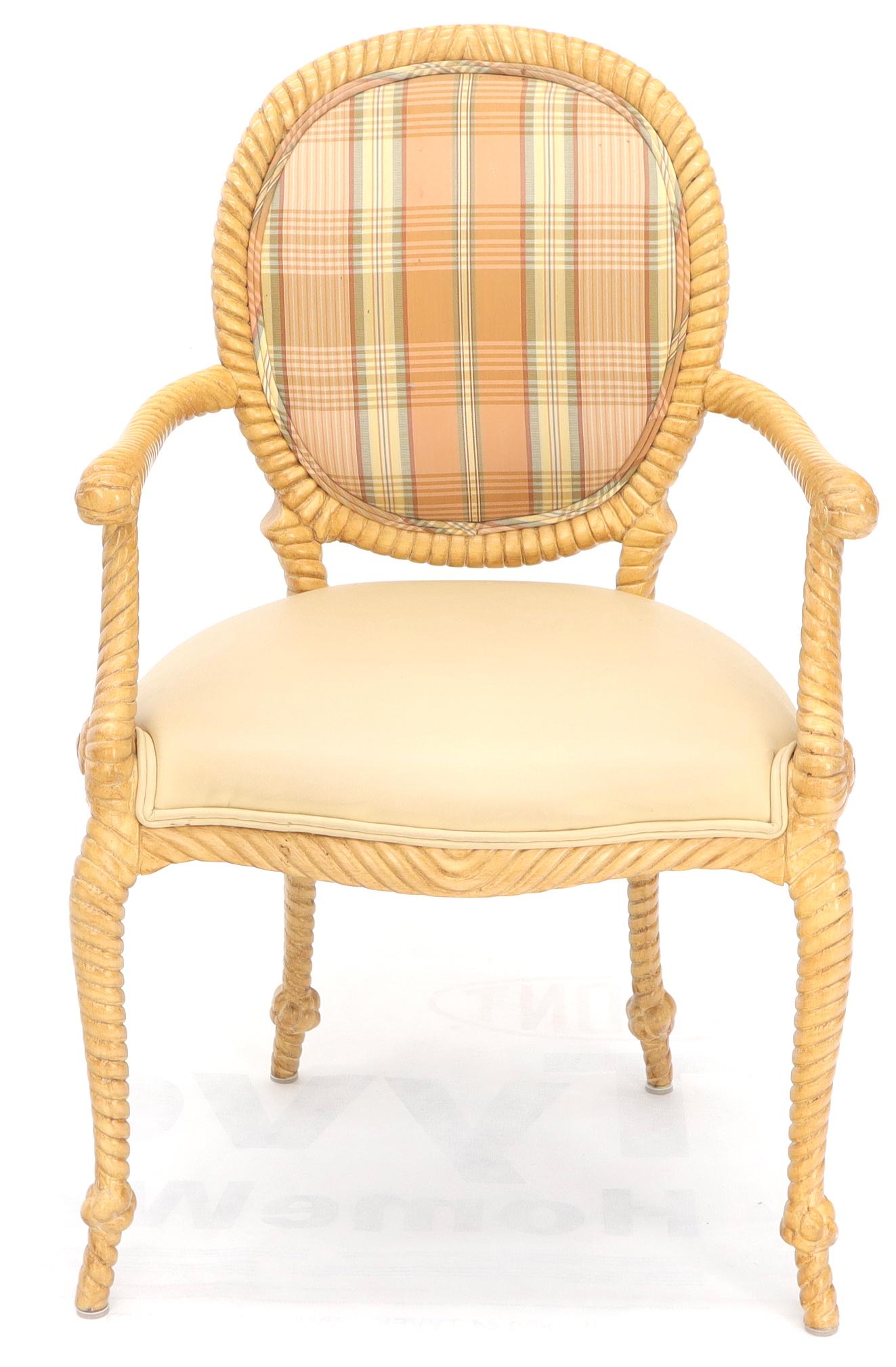 EstablishedLines Pair of Twisted Rope Carved Wood Decorative Chairs