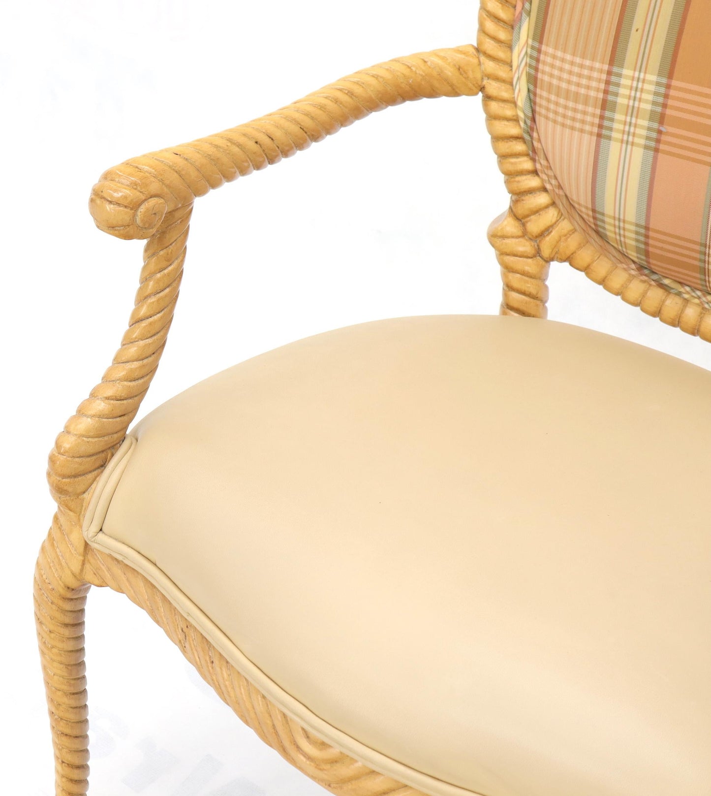 EstablishedLines Pair of Twisted Rope Carved Wood Decorative Chairs