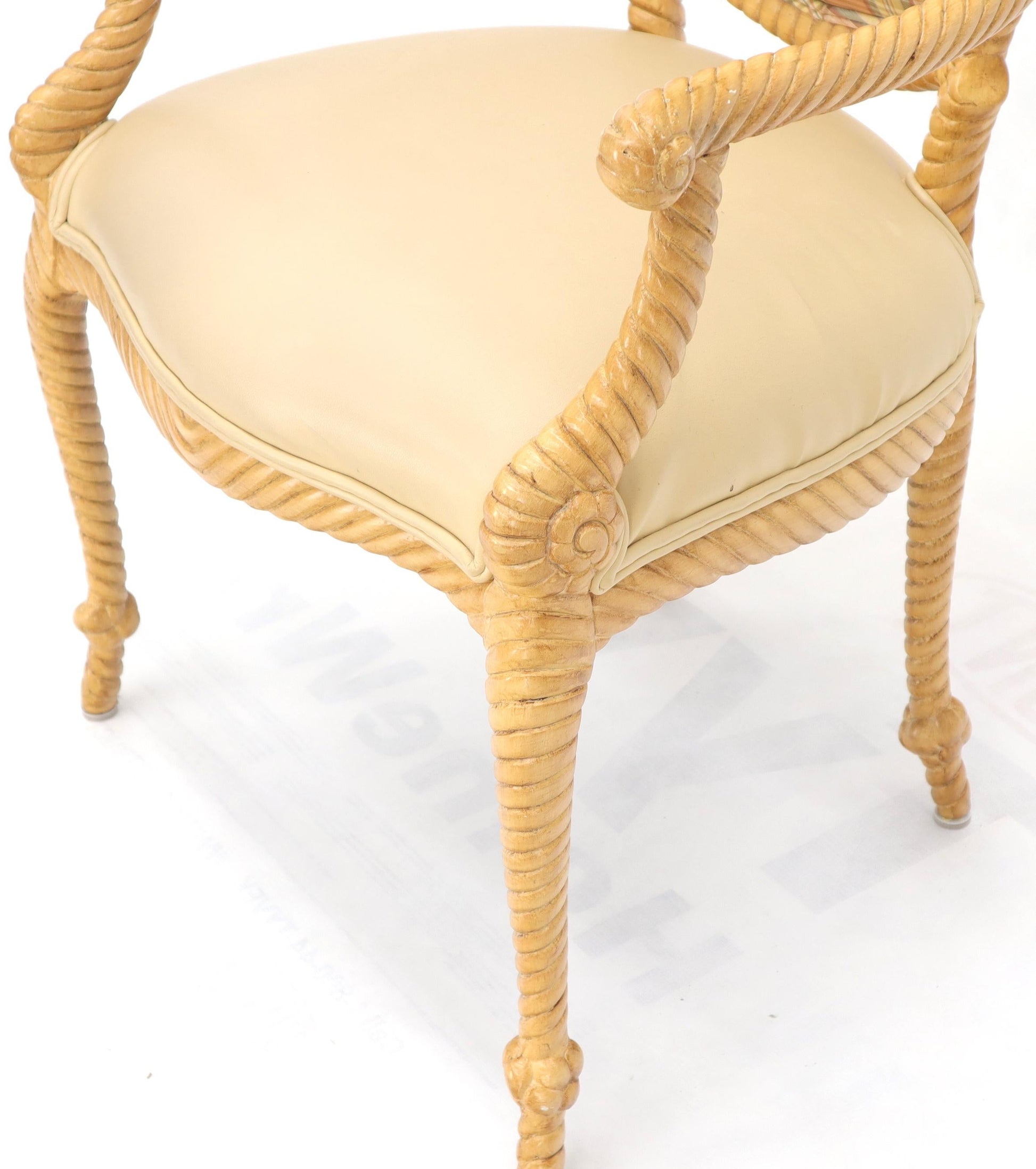 EstablishedLines Pair of Twisted Rope Carved Wood Decorative Chairs