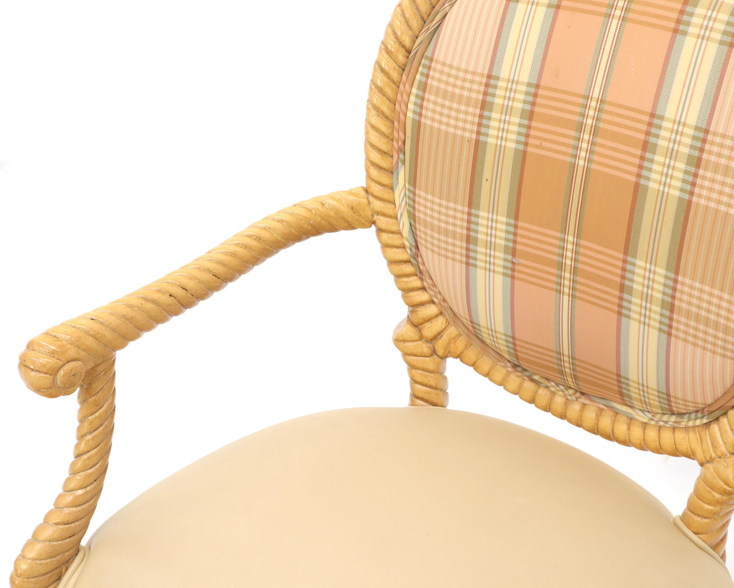 EstablishedLines Pair of Twisted Rope Carved Wood Decorative Chairs