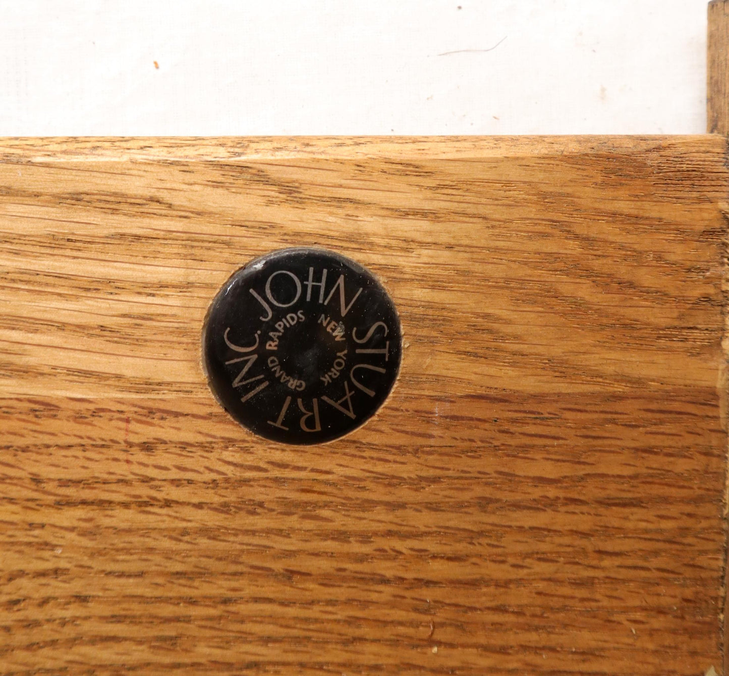 EstablishedLines John Stuart mid-century modern long burl walnut dresser credenza w/ Chrome bezel