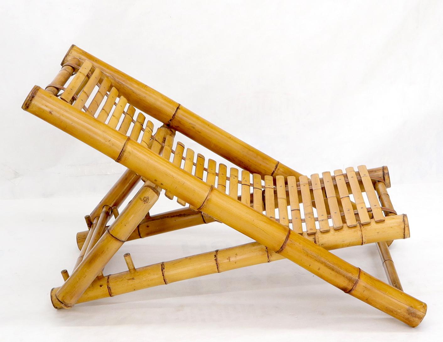 EstablishedLines Vintage Bamboo Adjustable Sling Chaise Chair