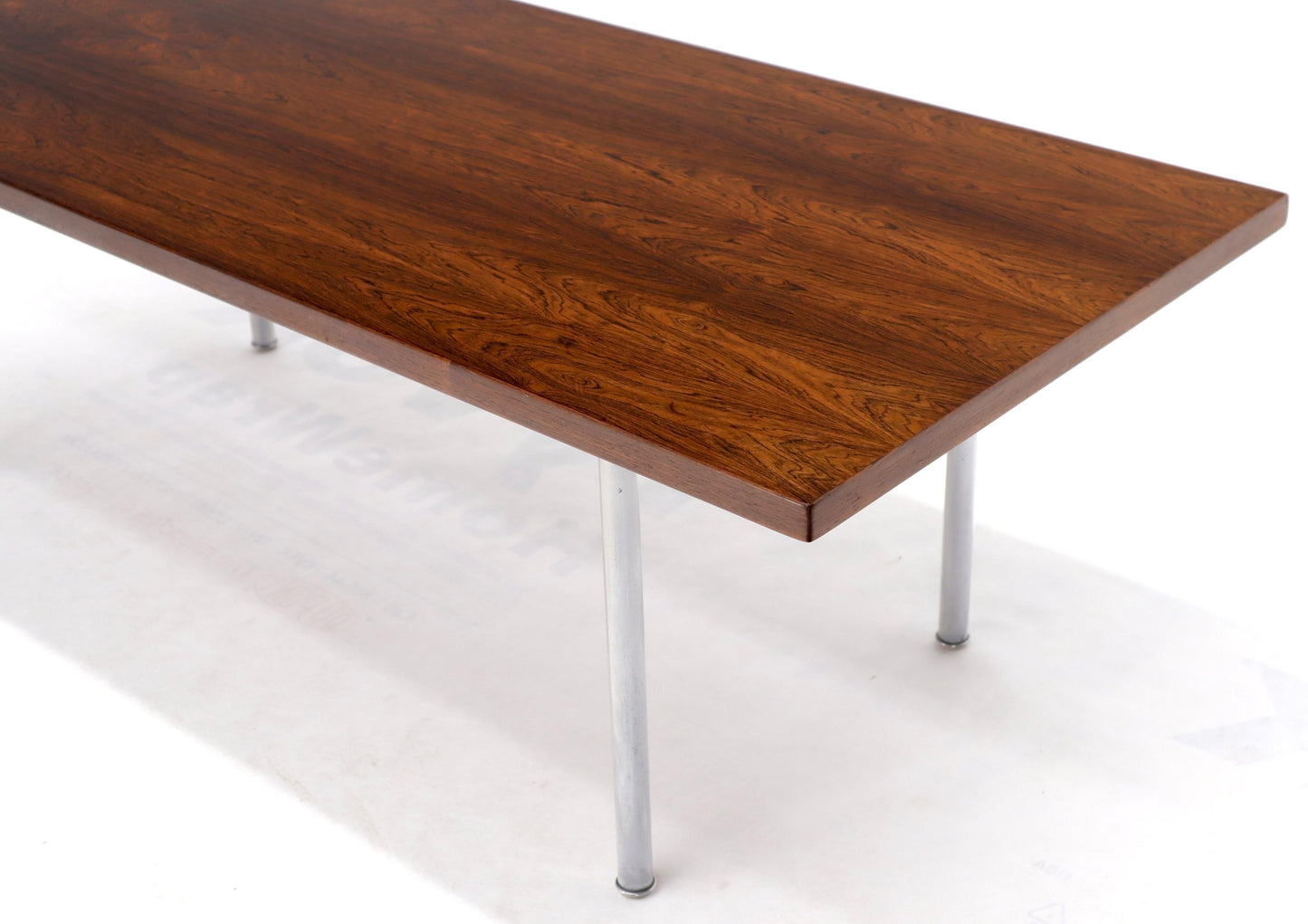 EstablishedLines Hans Wegner Signed Rosewood Coffee Table on Chrome Cylinder Legs