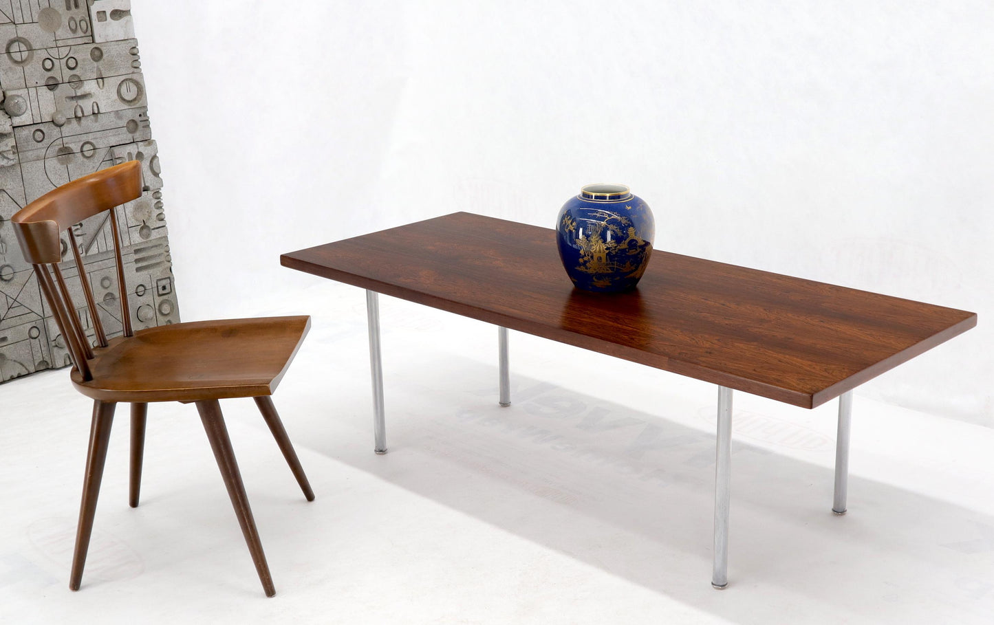 EstablishedLines Hans Wegner Signed Rosewood Coffee Table on Chrome Cylinder Legs