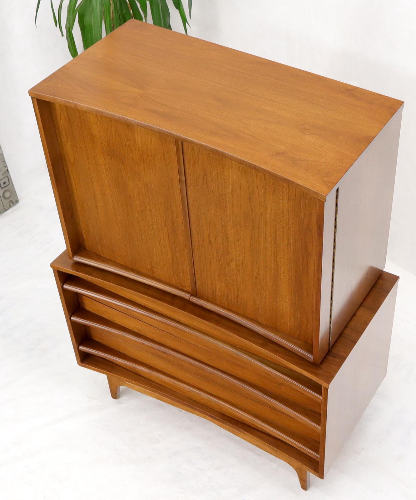 EstablishedLines American Walnut Concave Front Gentleman's Chest Dresser Double Door Compartment