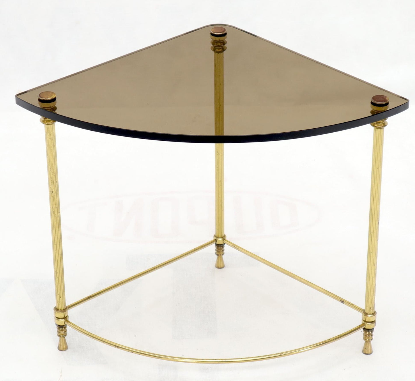 EstablishedLines Circular Round Smoked Glass Brass Legs Nesting Coffee Table