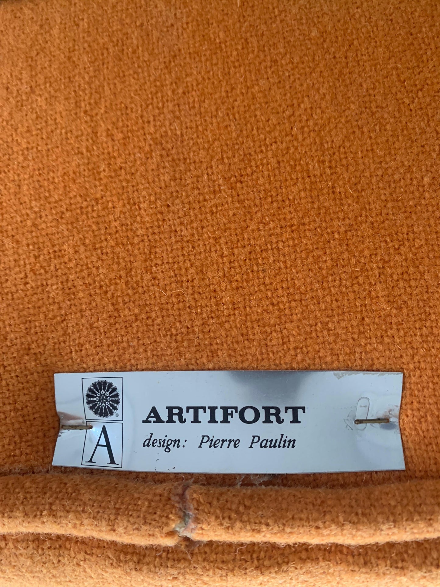 EstablishedLines Pierre Paulin Artifort Wool Upholstery Oyster Chair Orange Wool Upholstery