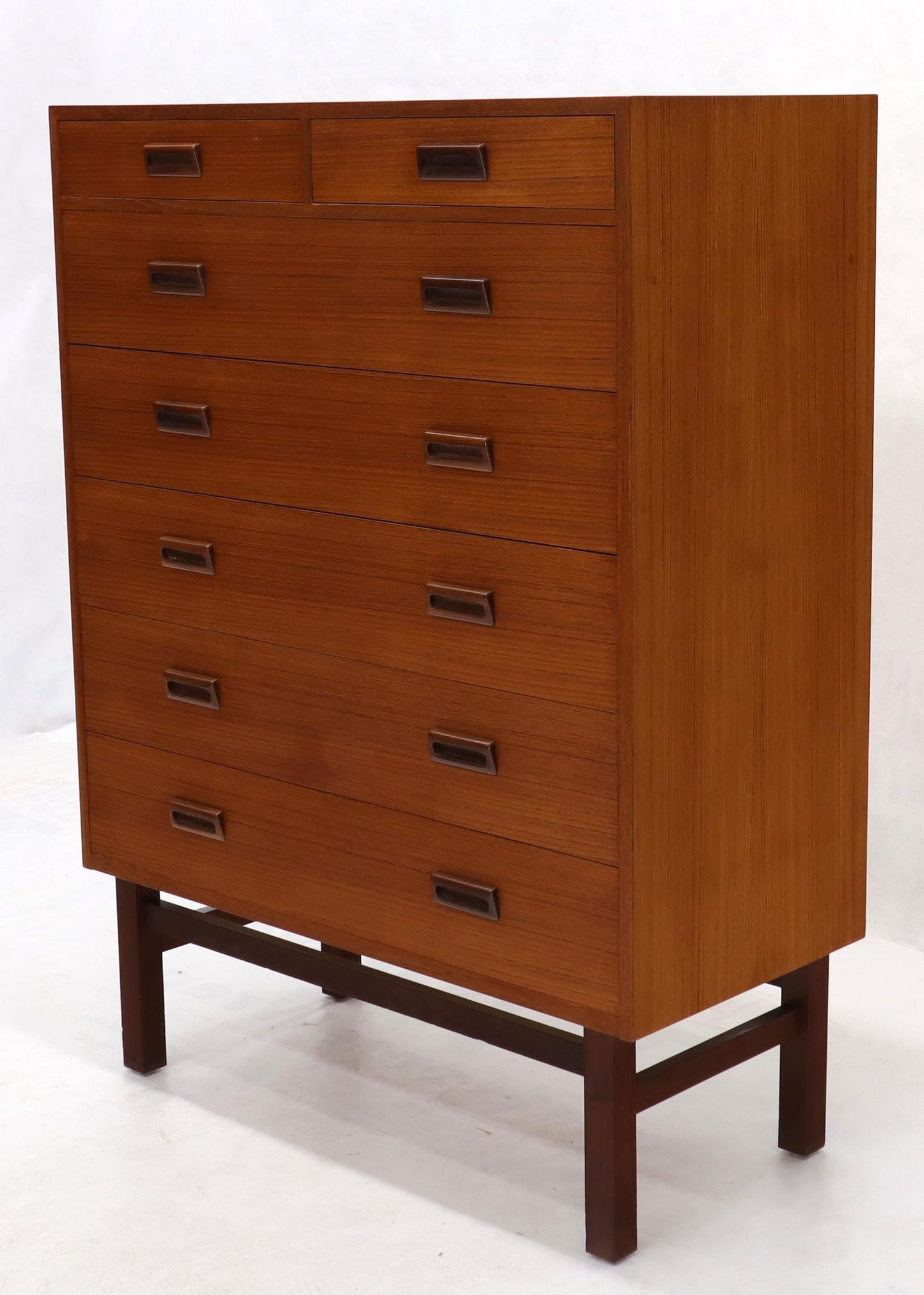 EstablishedLines Danish Mid-Century Modern Tall High Boy Chest of 7 Drawers Dresser Cabinet