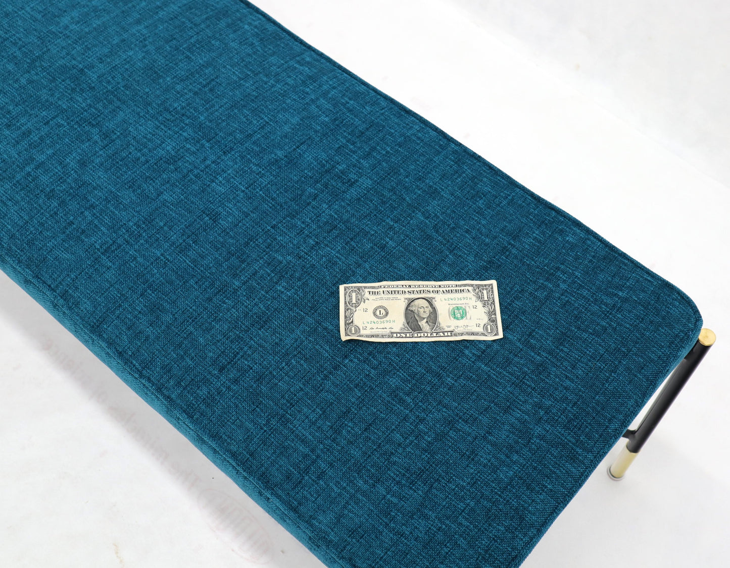 EstablishedLines Pair of Italian Mid-Century Modern New Blue Upholstery X-Stretchers Benches
