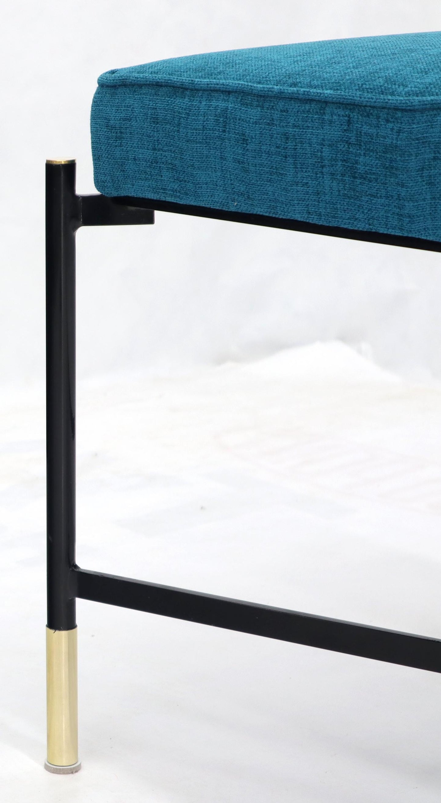 EstablishedLines Pair of Italian Mid-Century Modern New Blue Upholstery X-Stretchers Benches