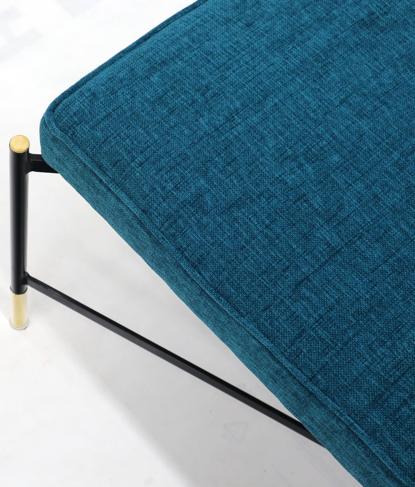 EstablishedLines Pair of Italian Mid-Century Modern New Blue Upholstery X-Stretchers Benches