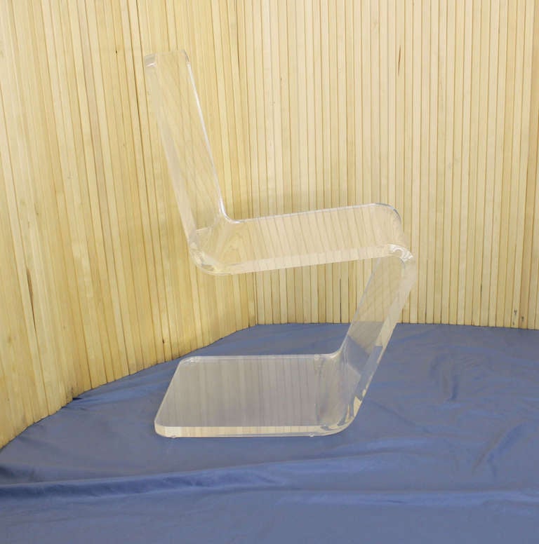 EstablishedLines Bent Thick Heavy Lucite Side Z Dining Side Chair Mid-Century Modern