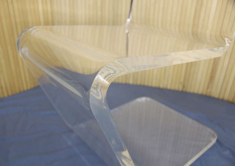 EstablishedLines Bent Thick Heavy Lucite Side Z Dining Side Chair Mid-Century Modern