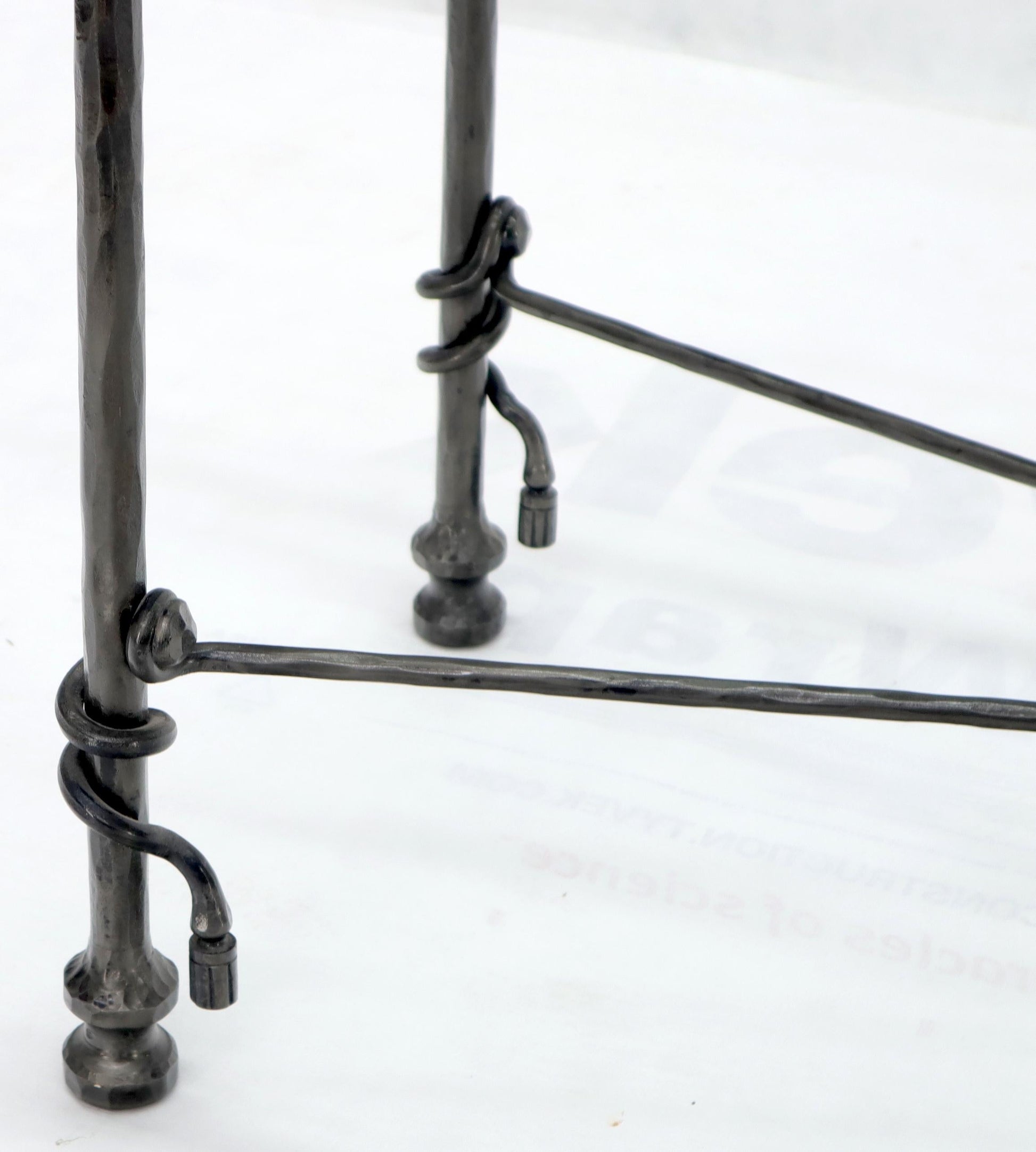EstablishedLines Hammered Forged Metal Wrought Iron Base 3/4" Glass Top Console Table Giacometti