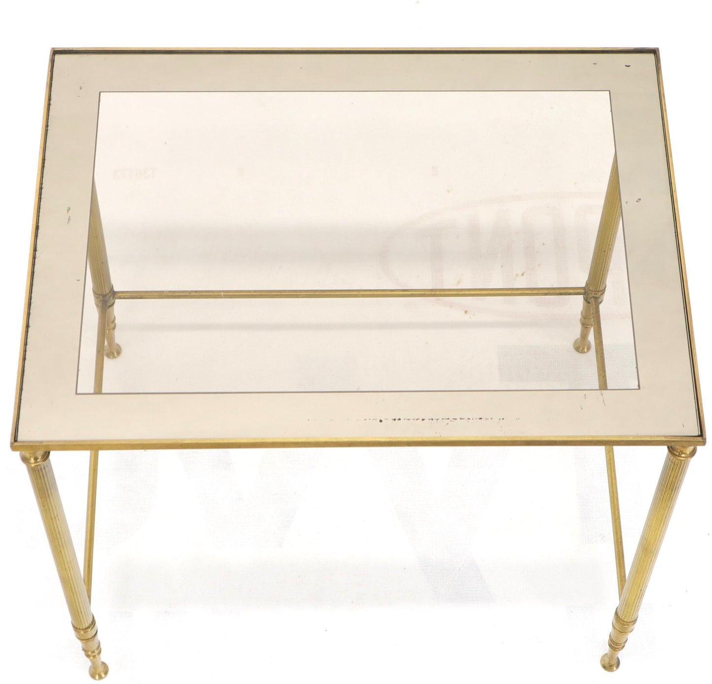 EstablishedLines Set of 3 Brass Mirrored Border Glass Tops Nesting Stacking Tables