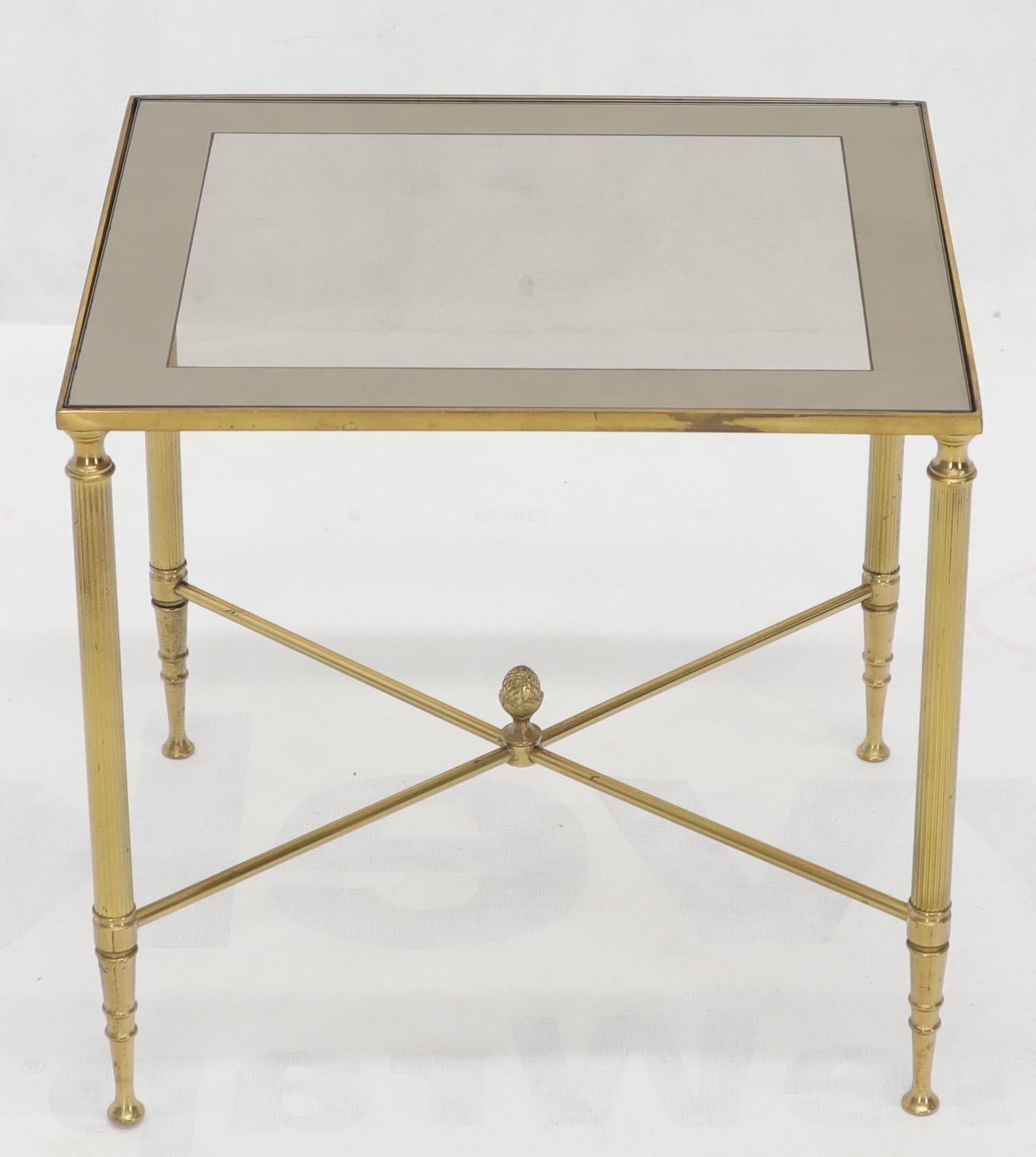 EstablishedLines Set of 3 Brass Mirrored Border Glass Tops Nesting Stacking Tables