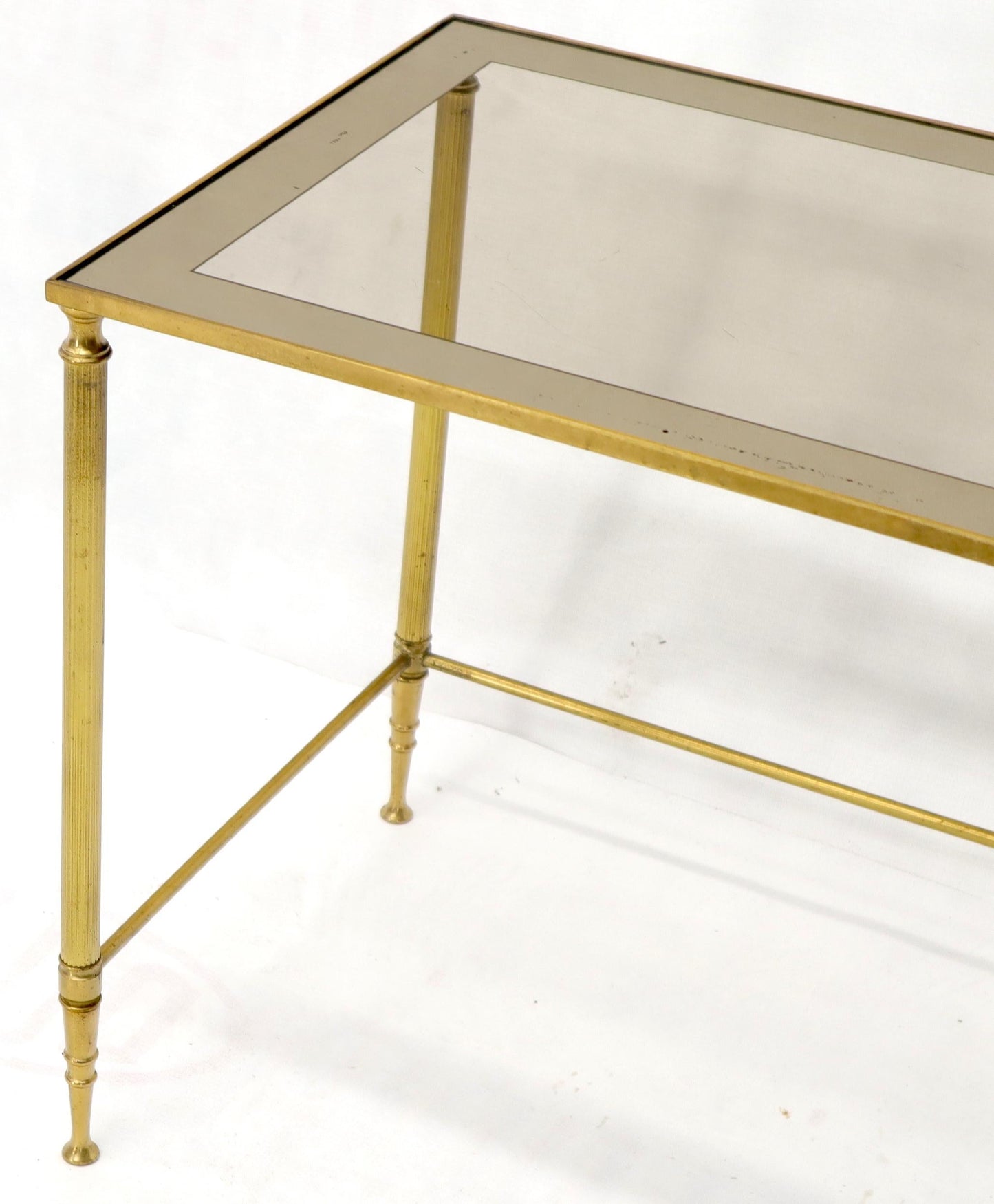EstablishedLines Set of 3 Brass Mirrored Border Glass Tops Nesting Stacking Tables